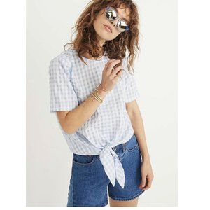 NWT Madewell Button-Back Tie Tee in Gingham Check